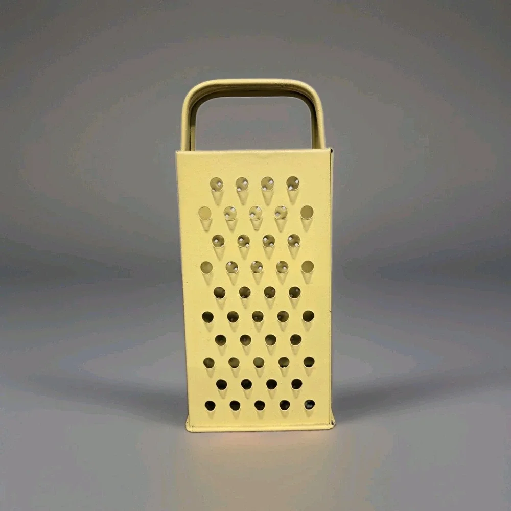Vintage BROMCO Yellow Metal Box Cheese Grater 4 Sided Kitchen Utensil Retro